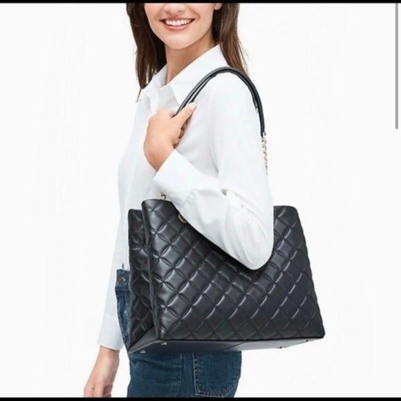 Kate Spade Natalia Quilted Smooth Leather Tote Shoulder Bag - Picture 12 of 12